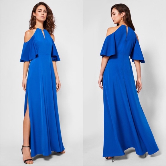 Ted Baker Dresses & Skirts - Ted Baker Bennah Cold Shoulder Gold Chain Strap Maxi Dress Cobalt Blue 6
